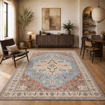 Aria Multi – Klassischer Vintage Teppich, waschbar
