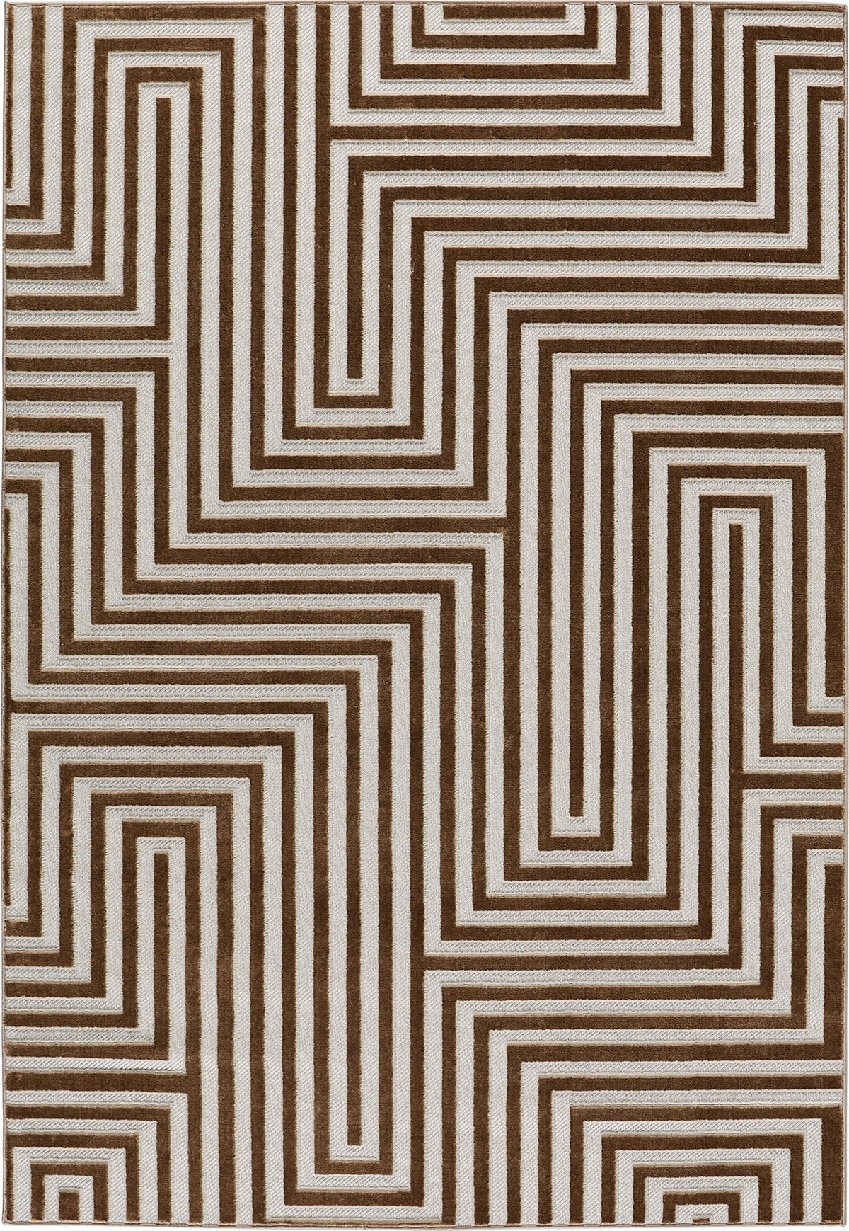 Loopin 338 Beige – In- & Outdoor Teppich mit abstraktem Muster