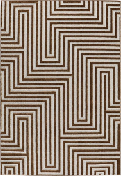 Loopin 338 Beige – In- & Outdoor Teppich mit abstraktem Muster