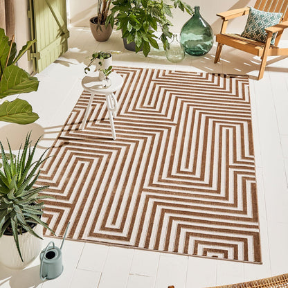 Loopin 338 Beige – In- & Outdoor Teppich mit abstraktem Muster