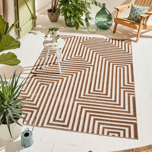 Loopin 338 Beige – Tapis intérieur & extérieur à motif abstrait