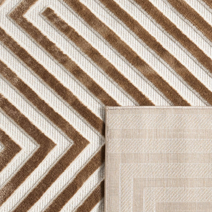 Loopin 338 Beige – In- & Outdoor Teppich mit abstraktem Muster