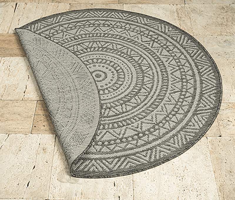 Runder Indoor & Outdoor Kurzflorteppich Anthracite – Maestro