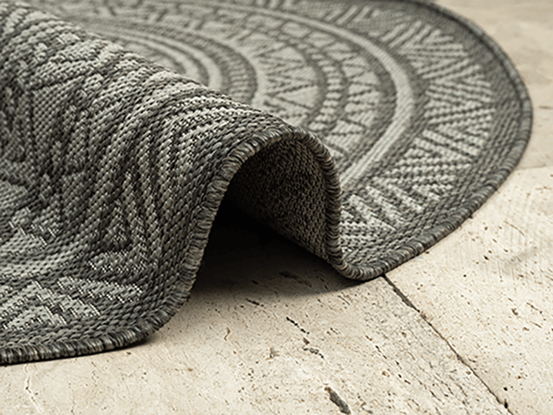 Runder Indoor & Outdoor Kurzflorteppich Anthracite – Maestro