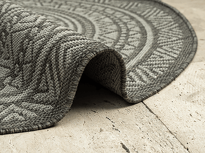 Runder Indoor & Outdoor Kurzflorteppich Anthracite – Maestro