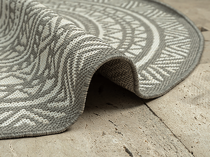 Runder Indoor & Outdoor Kurzflorteppich Grey – Maestro