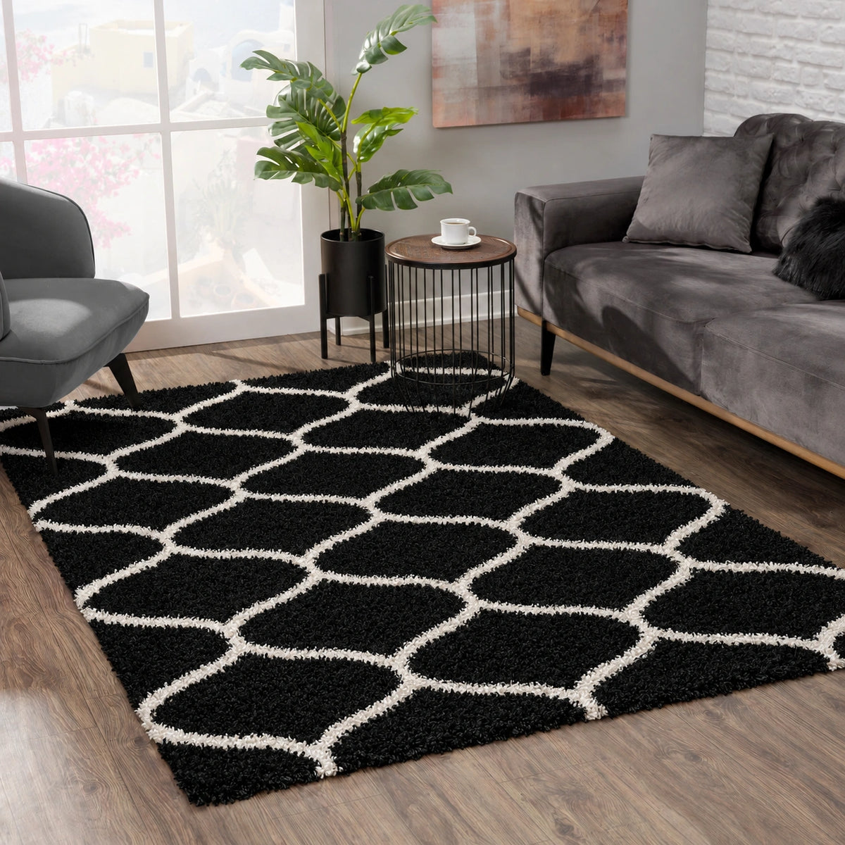 Madrid Schwarz – Hochflor Teppich