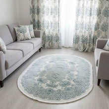 Bild im Galerie-Viewer laden (Kurzflor Teppich Nakis 2504 Blue – Oval)
