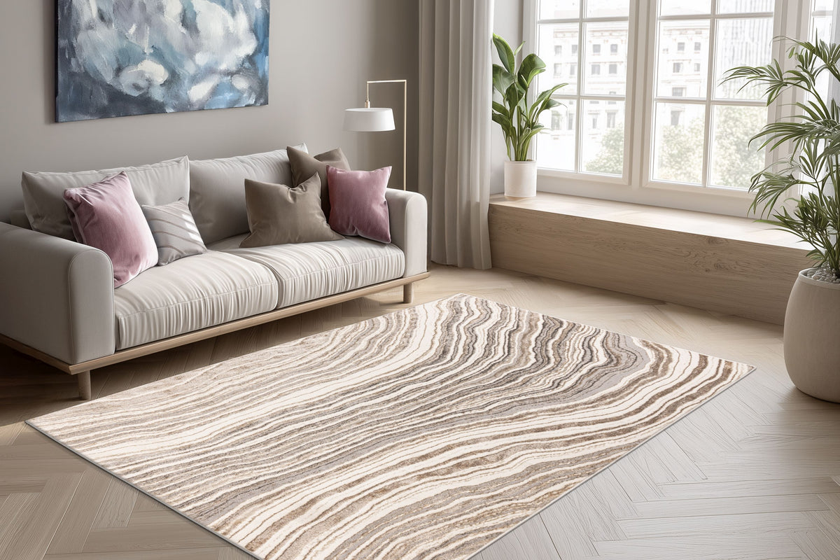 Chalk 225 Silber / Beige 200 x 290 cm