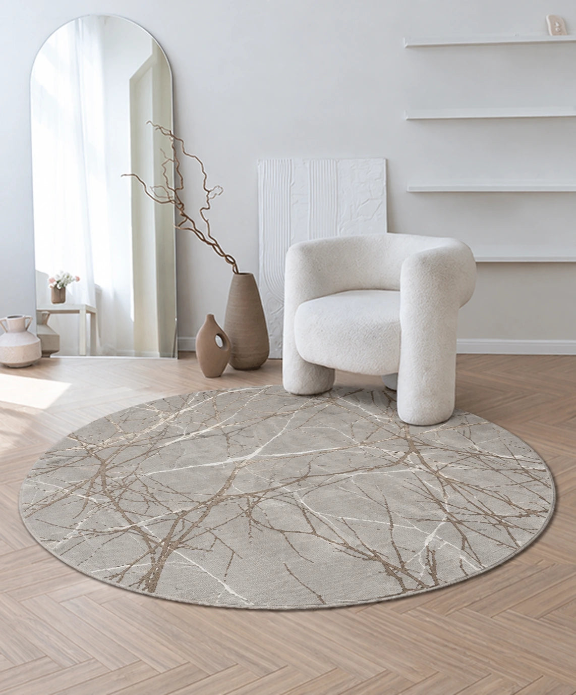 Creation | Grey | Kurzflorteppich | rund