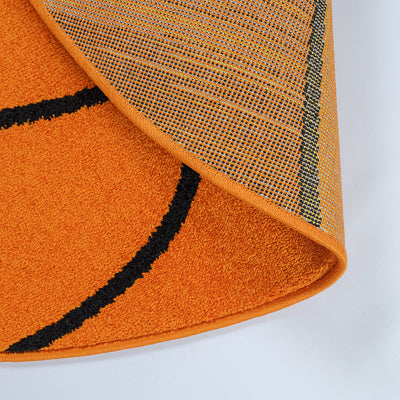 Sound – runder Kinderteppich mit 3D-Basketball-Motiv in orange/schwarz