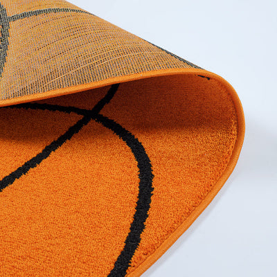 Sound – runder Kinderteppich mit 3D-Basketball-Motiv in orange/schwarz