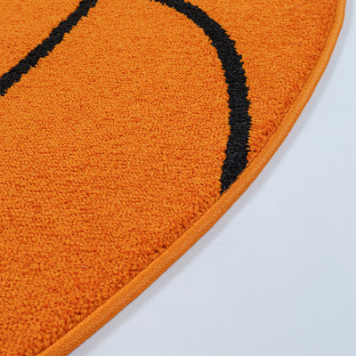 Sound – runder Kinderteppich mit 3D-Basketball-Motiv in orange/schwarz