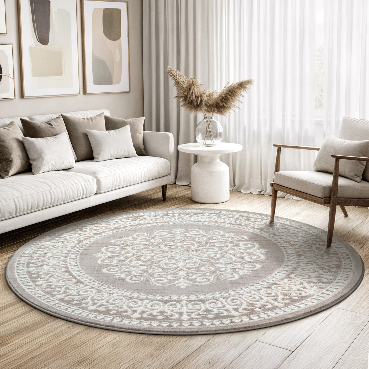 Harmony | Beige | Kurzflorteppich | rund