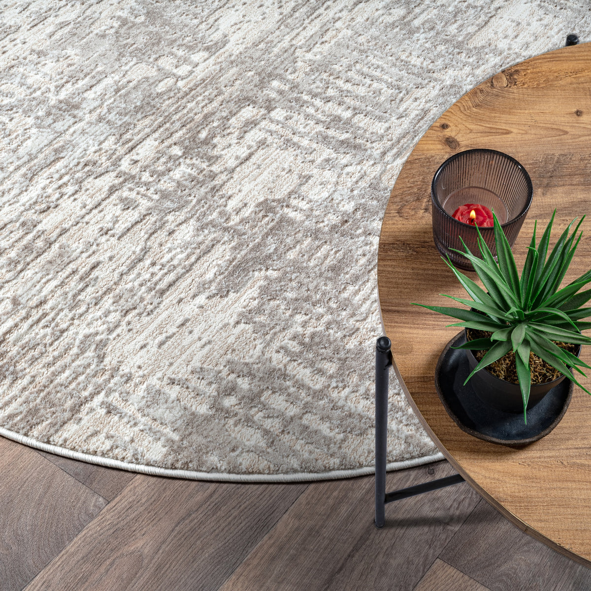 Harmony | Beige | Kurzflorteppich | rund