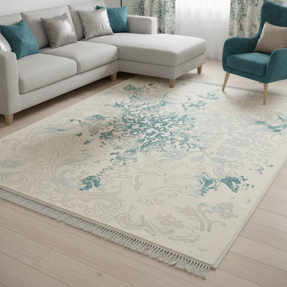 Teppich Abiye 5825 Türkis | Moderner Hoch-Tief Teppich – Carpethouse