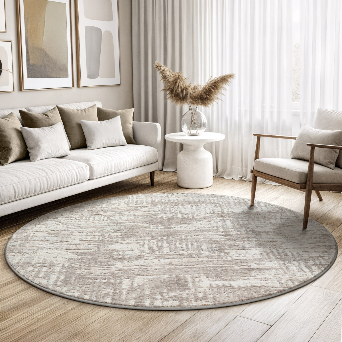 Harmony | Beige | Kurzflorteppich | rund