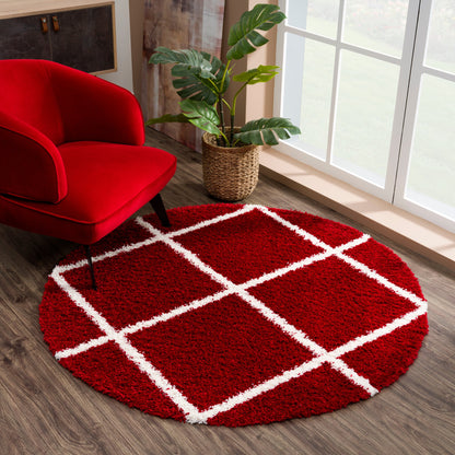 Madrid Rot – Runder Hochflor Teppich
