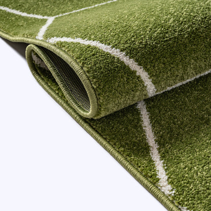 Sanat Trellis Geometrischer Kurzflor-Teppich, Green