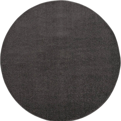 Kurzflor Teppich Uni 9501 Dark Grey – Rund