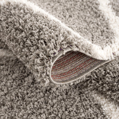 Madrid Hellgrau – Runder Hochflor Teppich