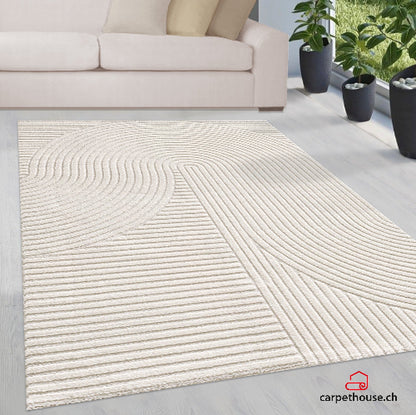 Elio Designer Teppich Hoch- Tief Effekt,  2251 60-Cream