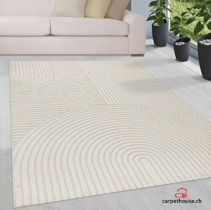 Elio Designer Teppich Hoch- Tief Effekt, 2252 60-Cream