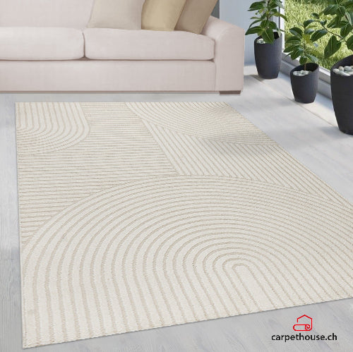 Elio Designer Teppich Hoch- Tief Effekt, 2252 60-Cream