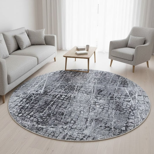 Waschbarer Teppich Elis Plus 6500 95 Grey – Rund