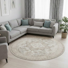 Bild im Galerie-Viewer laden (Flachgewebe Teppich Elis Premium 6601 70 Beige – Rund)