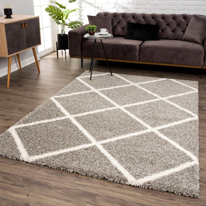 Madrid Hellgrau – Hochflor Teppich