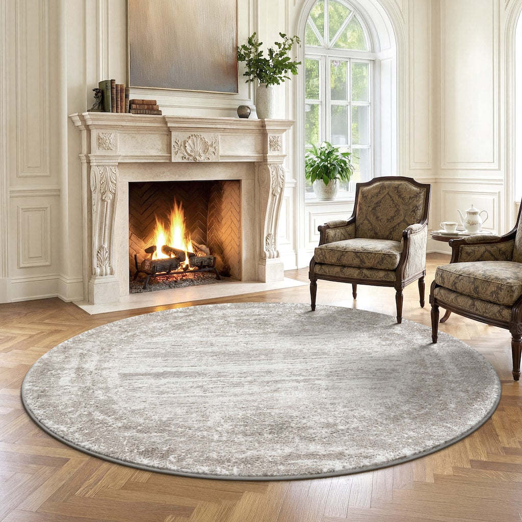 Harmony | Beige | Kurzflorteppich | rund