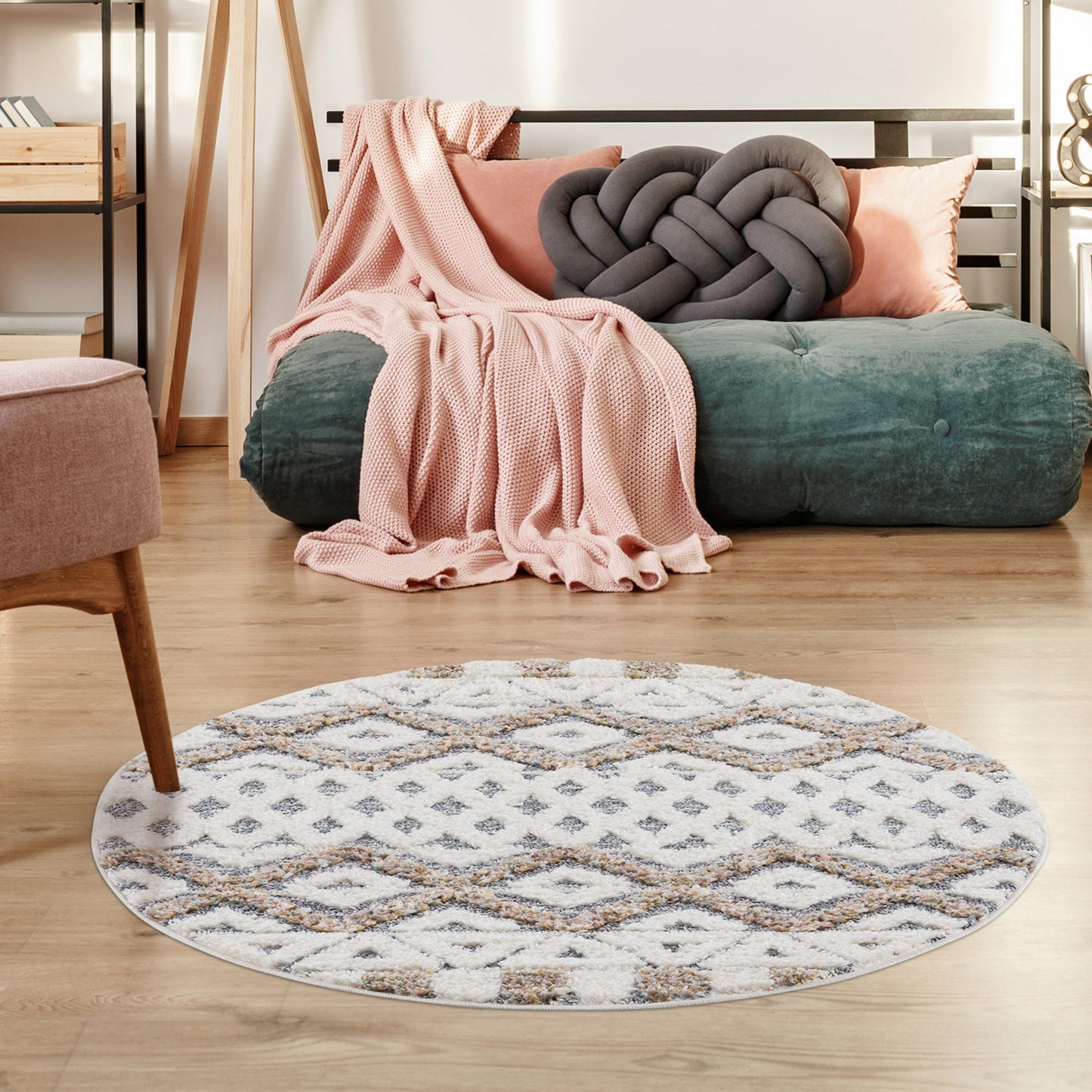 Hochflor Teppich Focus 3050 Grau – Rund