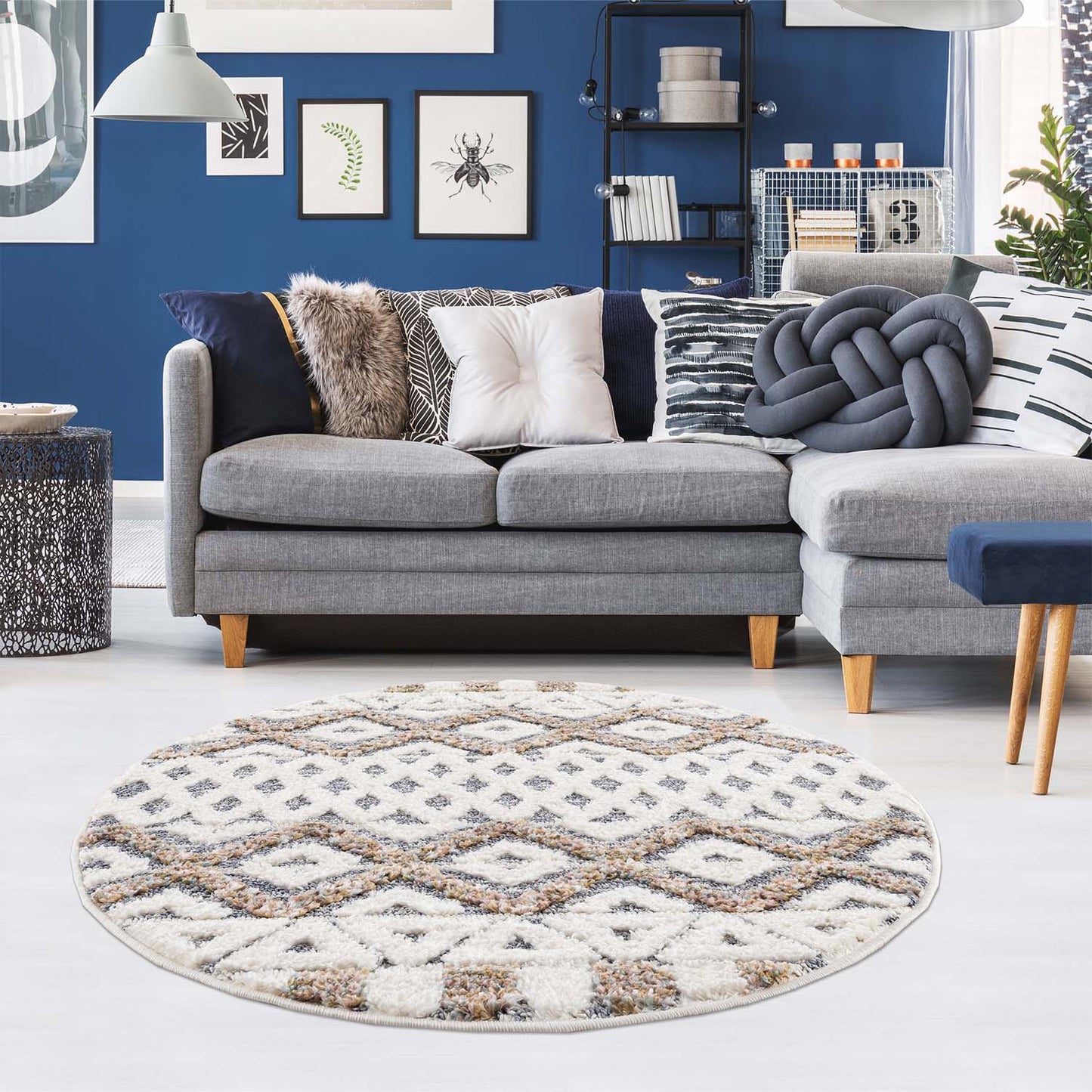 Hochflor Teppich Focus 3050 Grau – Rund
