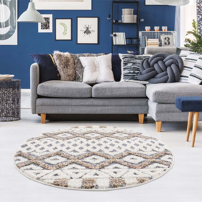 Hochflor Teppich Focus 3050 Grau – Rund