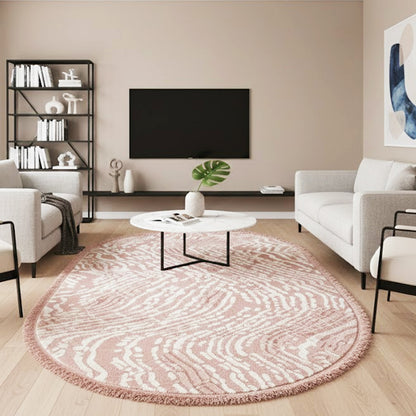 Teppich Günce | Pink | Moderner Acrylteppich mit Fransen | Oval