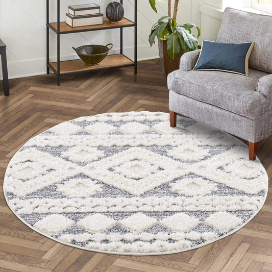 Hochflor Teppich Focus 3005 Grau – Rund