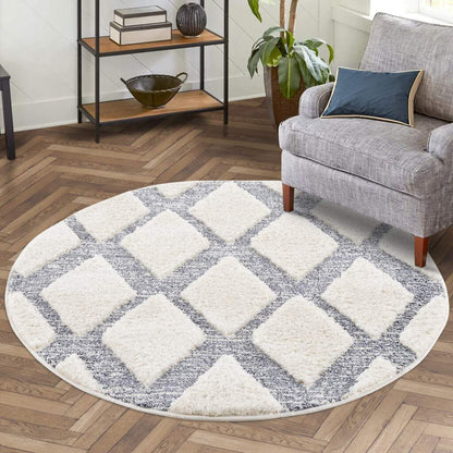 Hochflor Teppich Focus 4497 Grau - Rund