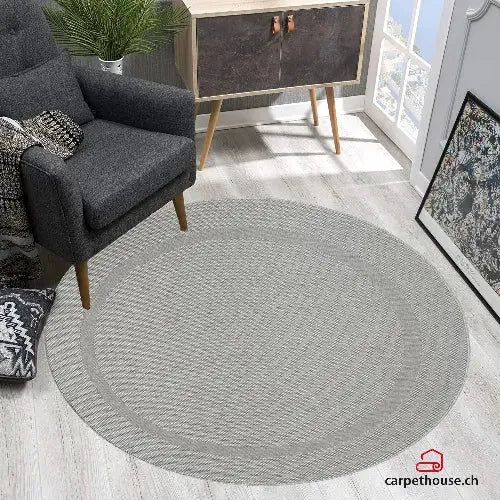 Runder Indoor & Outdoor Kurzflorteppich Grey – Maestro