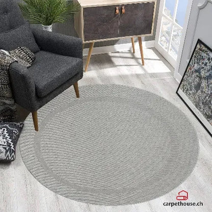 Runder Indoor & Outdoor Kurzflorteppich Grey – Maestro