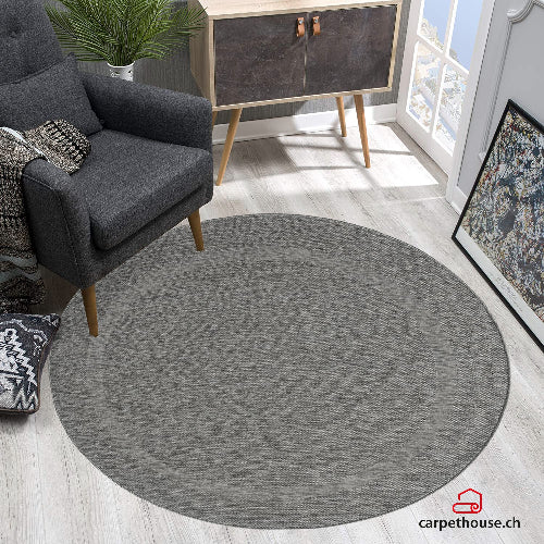 Runder Indoor & Outdoor Kurzflorteppich Grey – Maestro