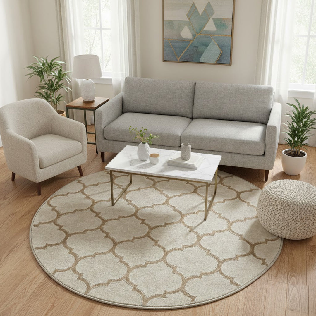 Teppich Studio 28262 760 Beige – Rund