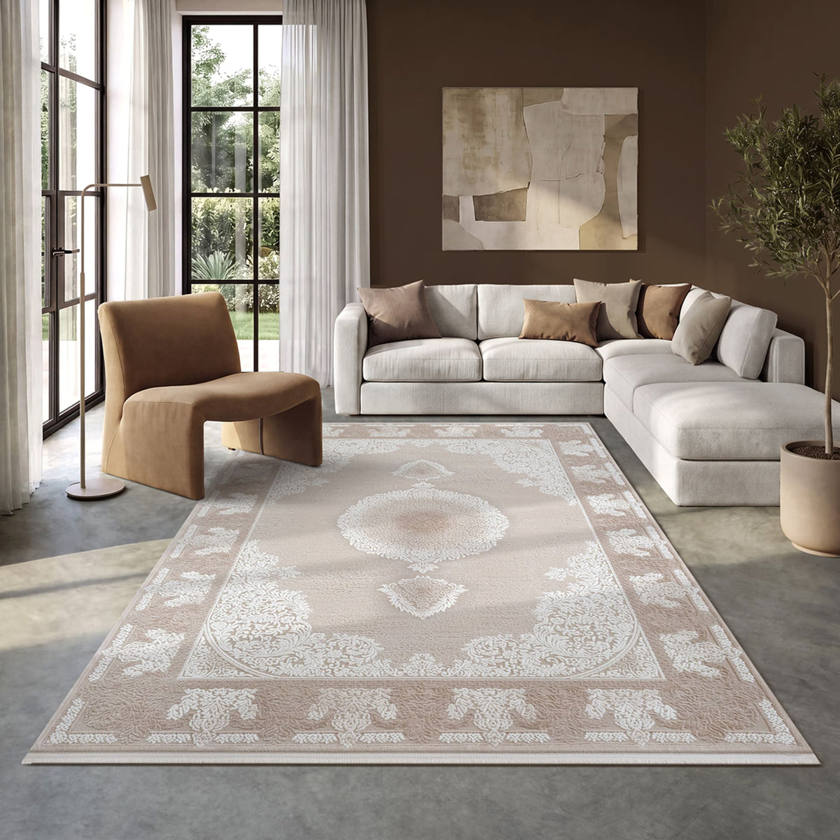 Nepal Beige – Klassischer Acryl Teppich