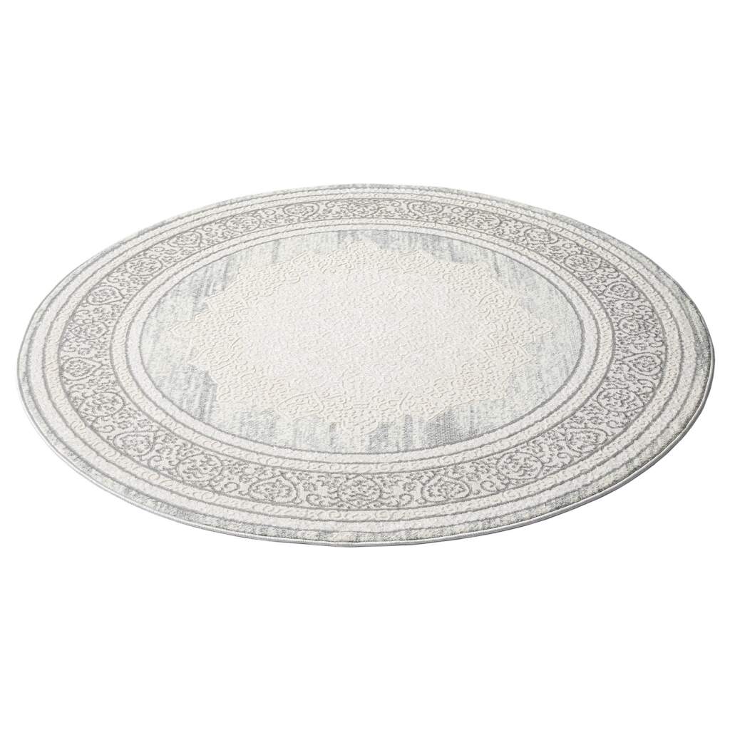 Kurzflor Teppich Antik 209 Grau – Rund