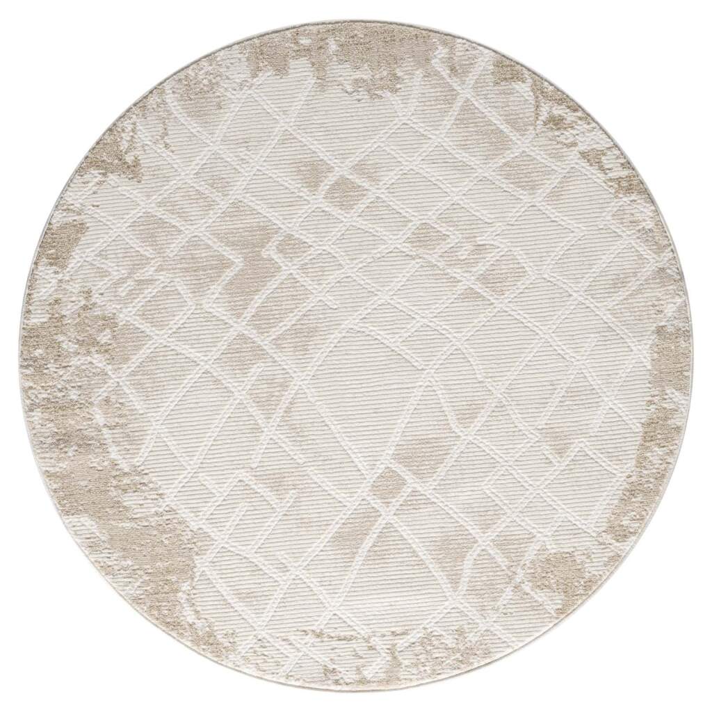 Kurzflor Teppich Antik 215 Creme – Rund