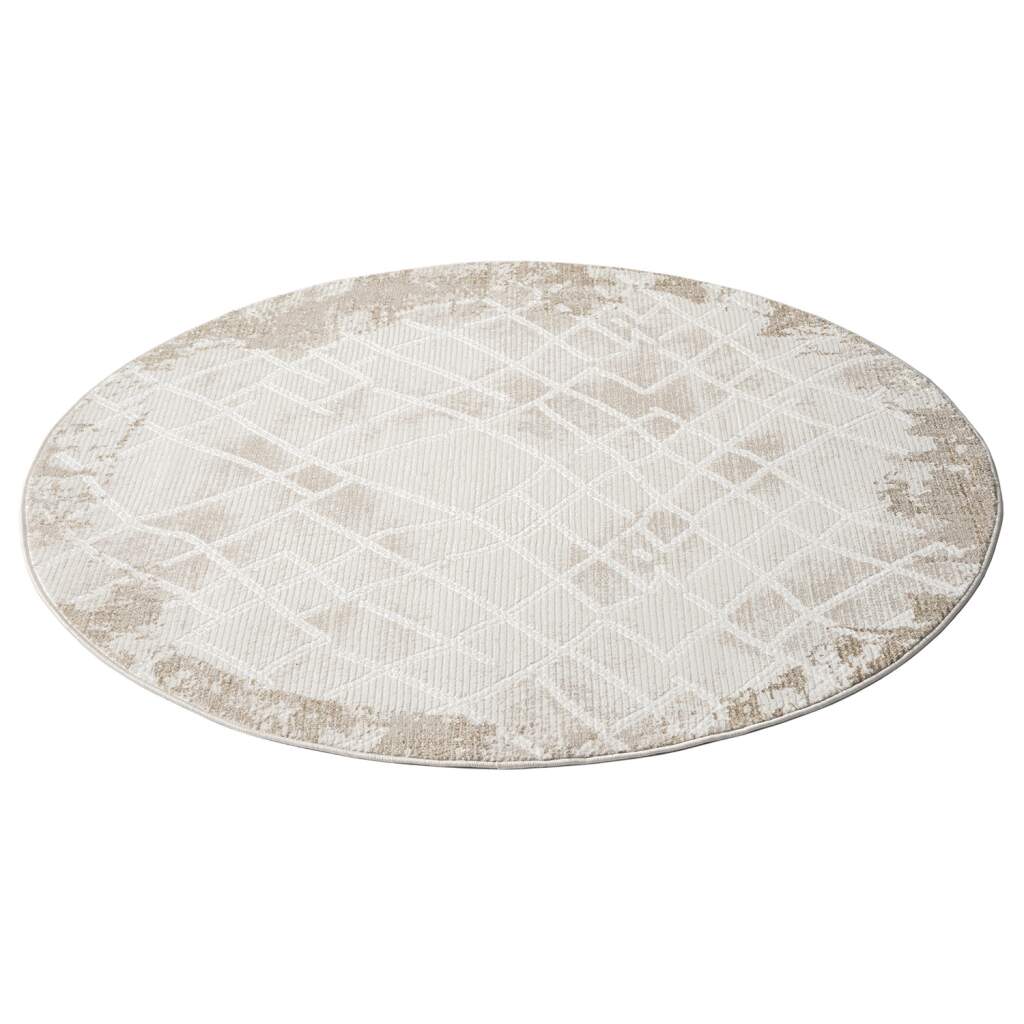 Kurzflor Teppich Antik 215 Creme – Rund
