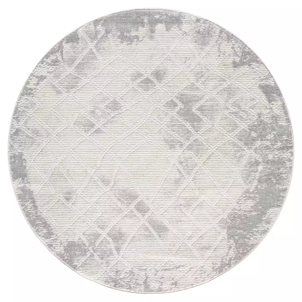 Kurzflor Teppich Antik 215 Grau – Rund