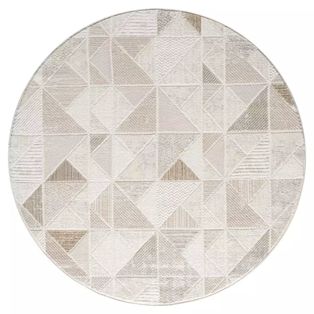 Kurzflor Teppich Antik 231 Creme– Rund