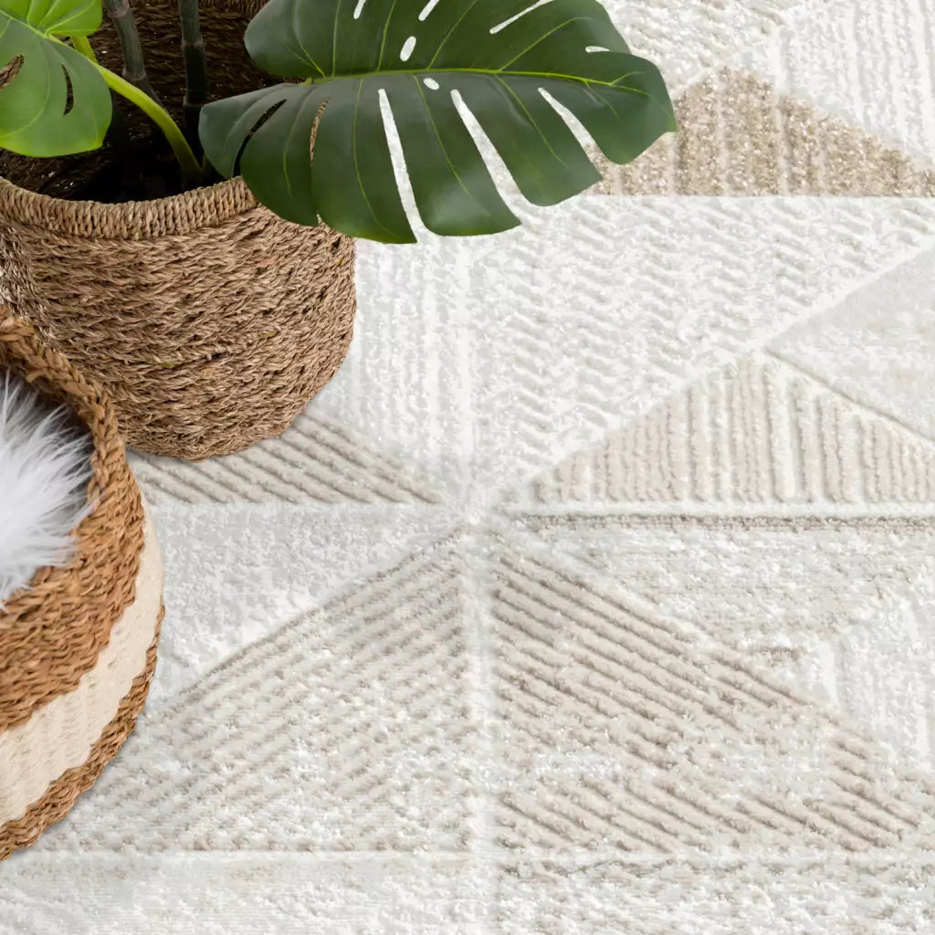 Kurzflor Teppich Antik 231 Creme– Rund