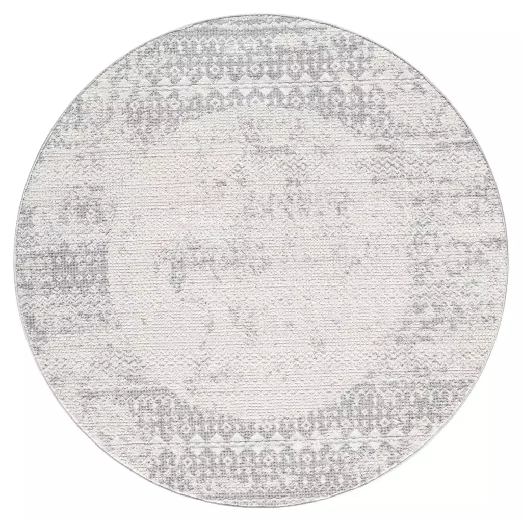 Kurzflor Teppich Antik 232 Grau – Rund